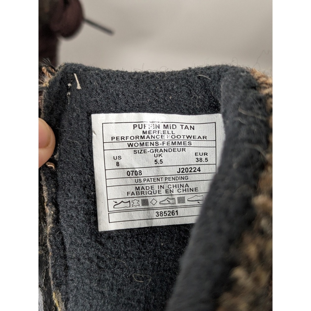 Merrell Puffin Mid Women's Size 8 Suede Tan Leather Winter Boots Primaloft 200g - Picture 16 of 16